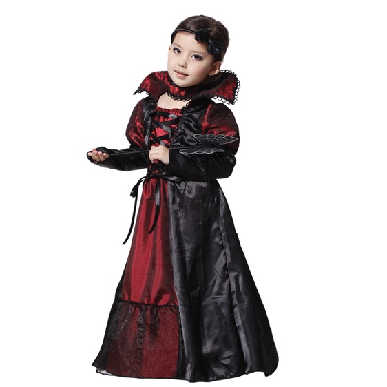 Girls Halloween Vampire Costume in Red and Black