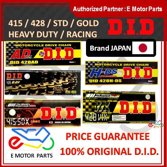DID CHAIN 415 428 HEAVY DUTY RACING GOLD RANTAI 114 122 124 132 RANTAI MOTORSIKAL [100% ORIGINAL D.I.D]