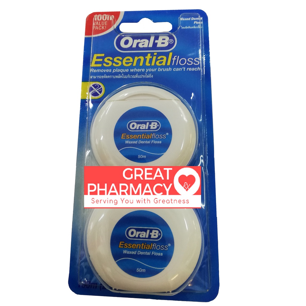 OralB Essential Floss Waxed Dental Floss 50m x2 Shopee Malaysia