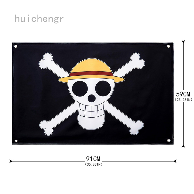 Huichengr 60 90cm One Piece Luffy S Straw Hat Pirate Flag Home Wall Bar Decoration Hot Shopee Malaysia