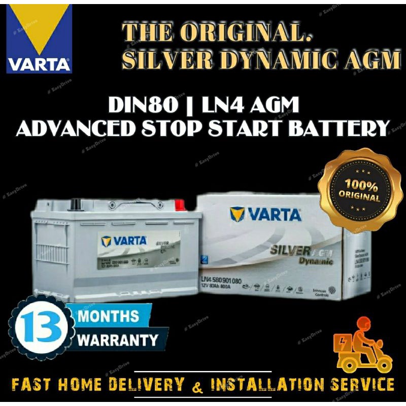 Varta Din80 Ln4 Silver Dynamic Agm Advanced Stop Start Battery Bmw F22 Volvo V40 Mercedes W176 W204 W246 Shopee Malaysia