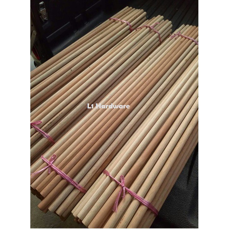4 Kaki 48 inci Kayu Batang Penyapu Kayu Mop Bendera Kayu Bulat Skru 4ft Wooden Broom Stick Handle Threaded Wood Stick