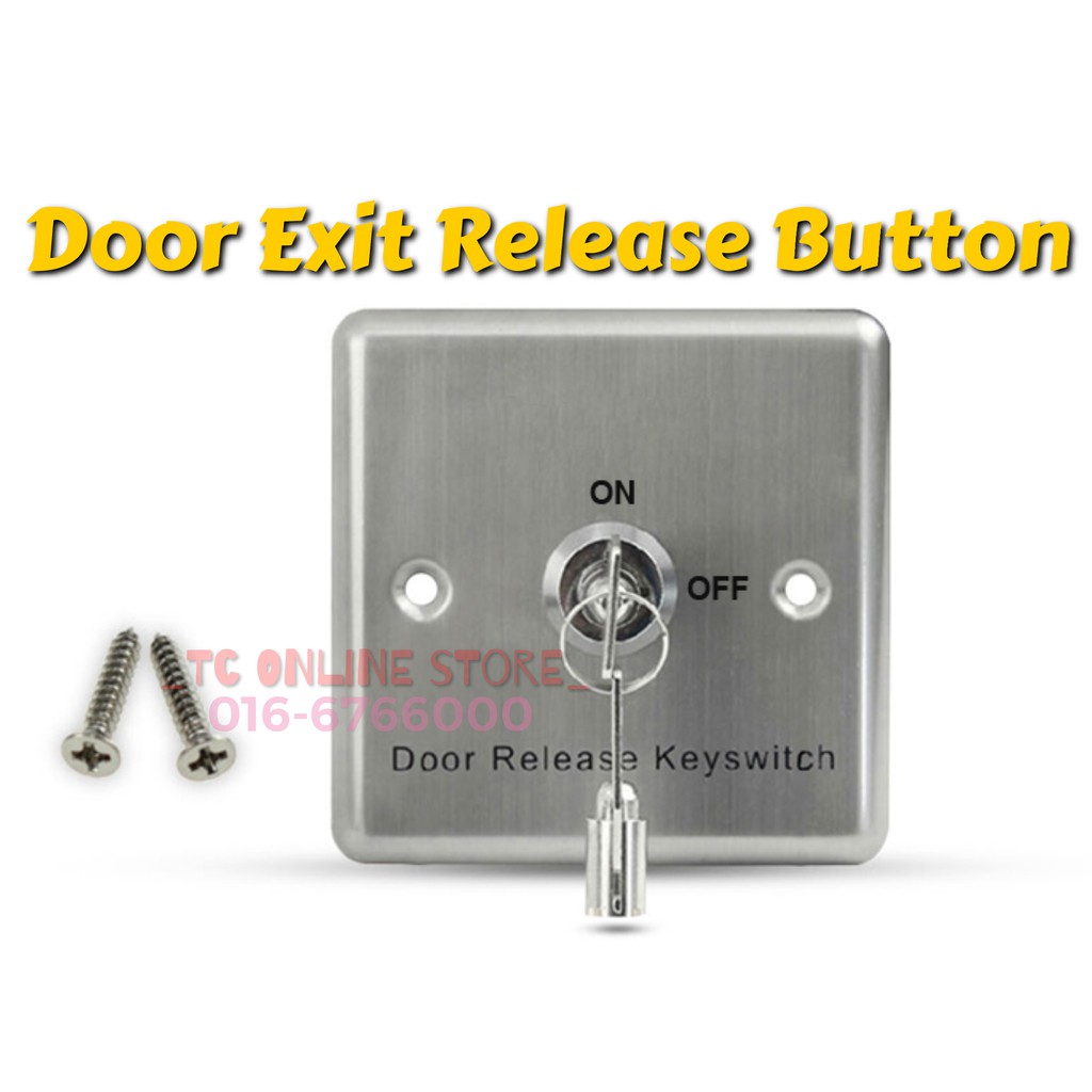 Door Exit Release Button with Keys Stainless Steel for Door Access