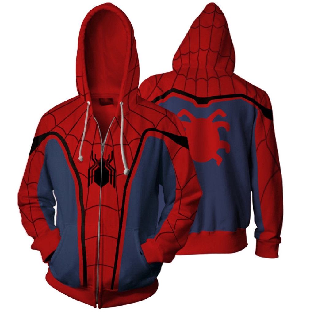 SPIDERMAN Homecoming Mens Zipper Casual Hoodie Jacket Coat Pullover Cosplay  | Shopee Malaysia