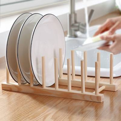 Wooden Dish Rack Dishes Drainboard Drying Drainer Storage Holder Stand