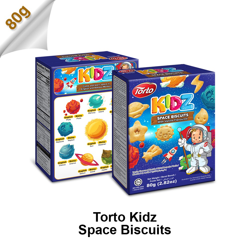 Torto Kidz Space Biscuits Vanilla Flavour 80g Shopee Malaysia