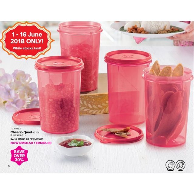 Cheerio Quad Tupperware (4 pcs) 1L