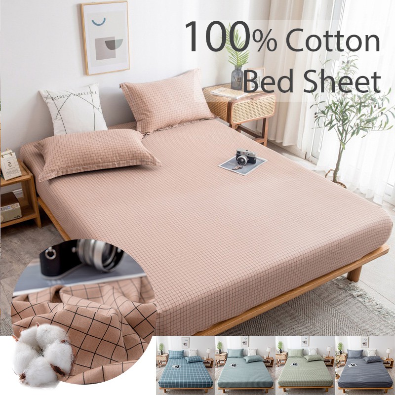 100 Cotton Fitted Sheet Lattice Grid, 100 Cotton Bed Sheets King Size