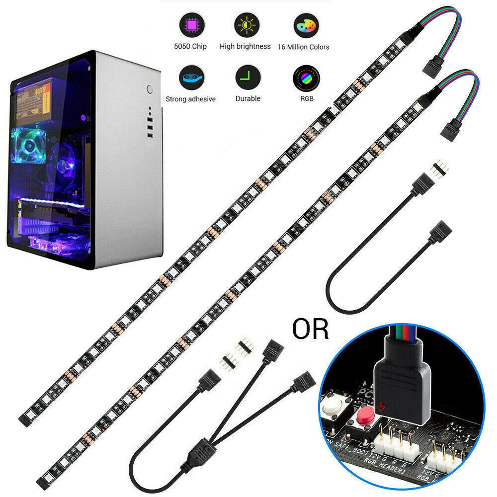 2Pcs 50cm/100cm Led Strip Light 12V 4PIN RGB Flexible Header