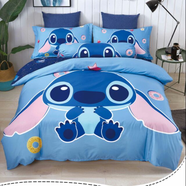 Lilo And Stitch Cartoon Design 5in1 Quilt Cover Bedsheet Shopee