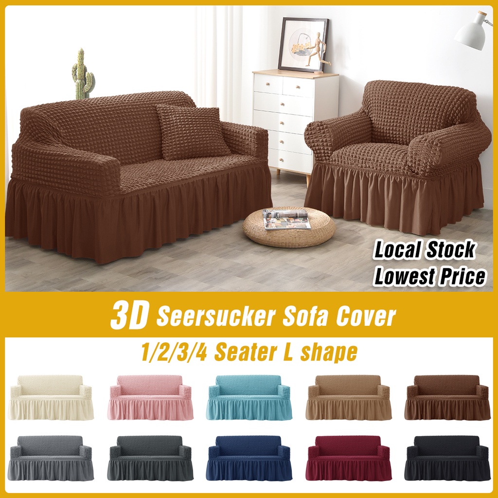 [Local Stock/Shipped By Shopee] Universal Spandex Seersucker 1/2/3/4 Seats Sofa Cover, Stretch Sofa Slipcover For Living Room