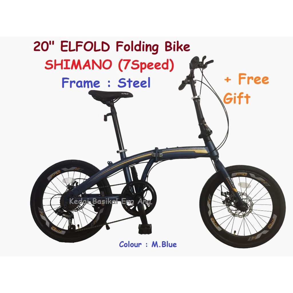 ELFOLD Folding Bike Gear 7 Shimano Size 20 " Frame Steel sesuai untuk