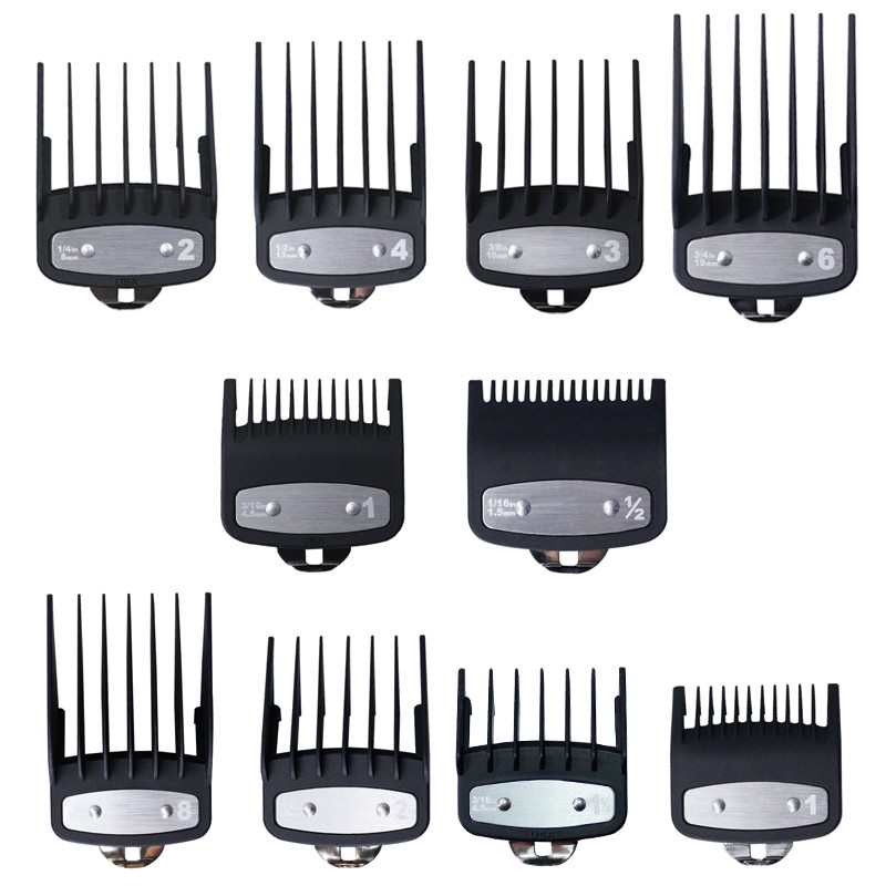 8 Sizes Black Guide Comb Sets Extra 1 5 4 5 Mm Clipper Cutting Tool Kit Hair Clipper Limited Combs With Metal