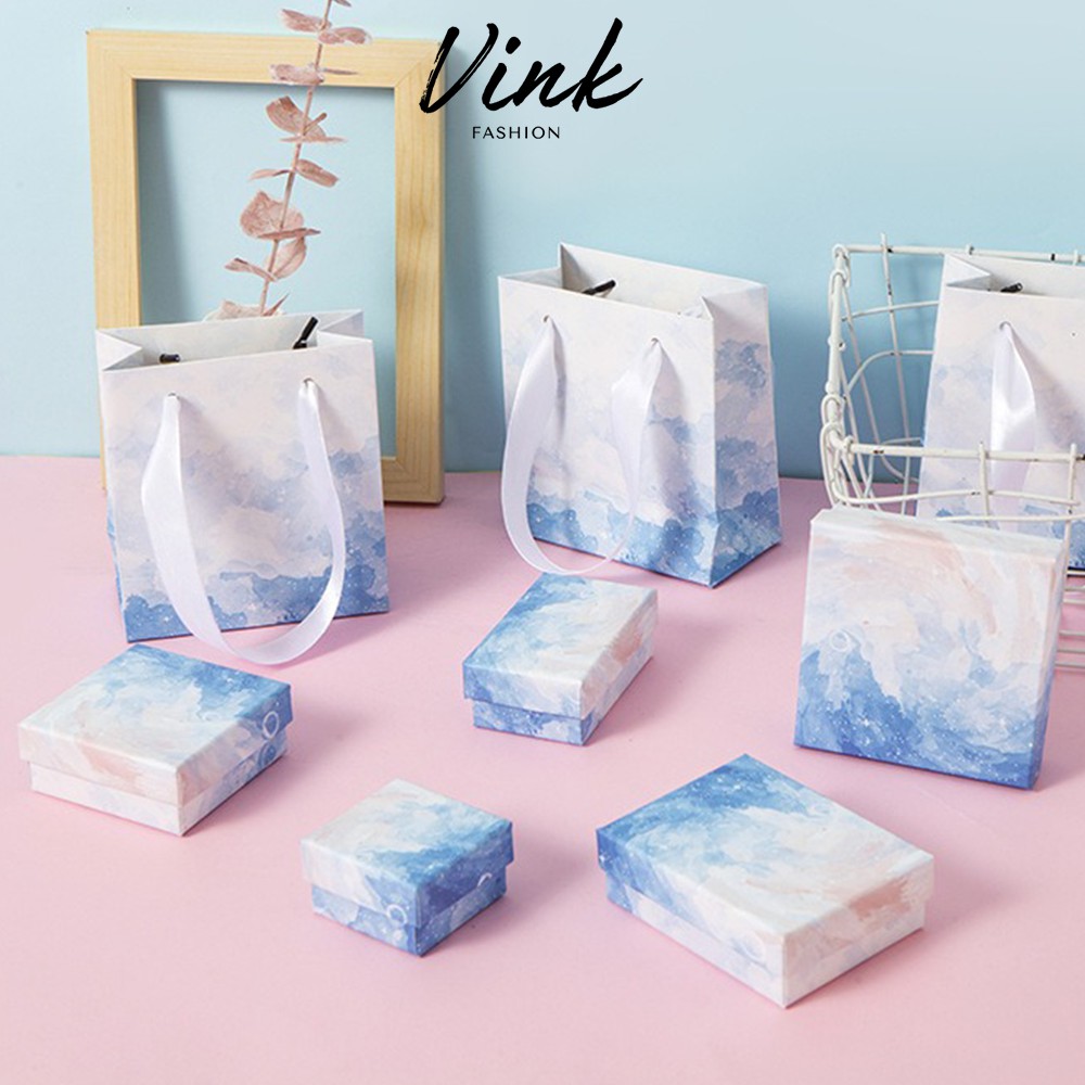 VINK Peach Blue Dreamy Sky Star Gift Box Cushion or Paper Bag Packaging Jewellery Bracelet Necklace Rings Earrings 首饰盒子