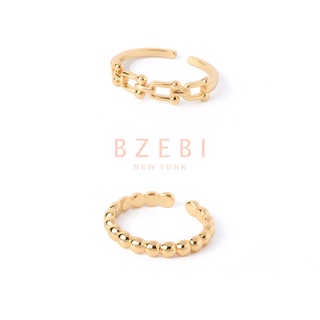 BZEBI 18k Gold Ring Stackable Rings Adjustable Simple Design Trendy Fashion Jewellery with Box 894r 895r