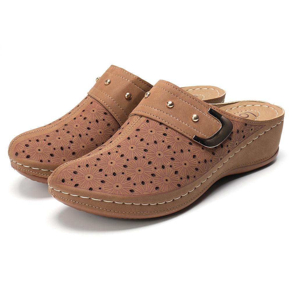 LOSTISY Flower Splicing Hollow Out Backless Closed Toe