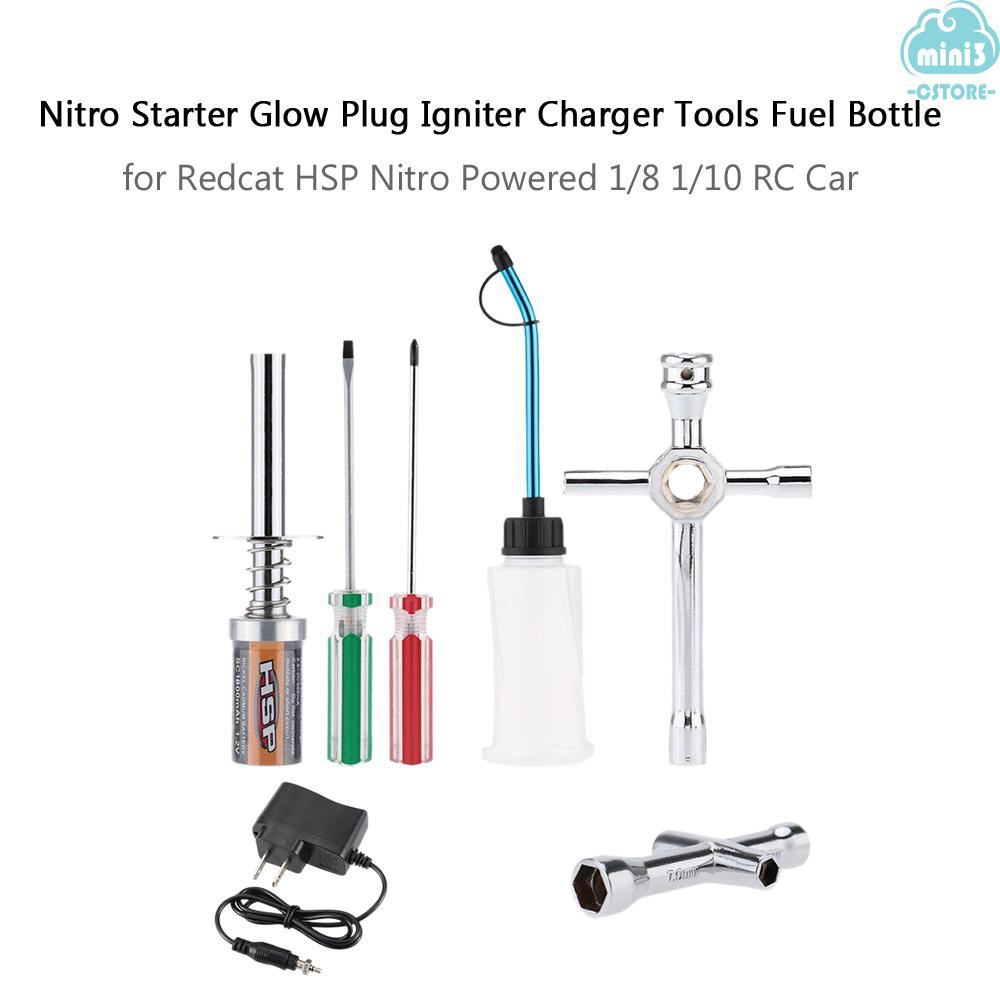 RC Starter Tool Kit Fuel Bottle Glow Igniter For 1//8 or 1//10 Nitro Gas RC Car