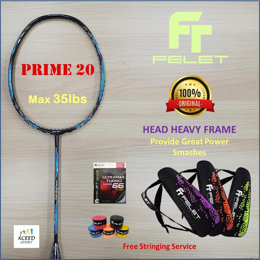 FELET Badminton Racket PRIME 20 (Head Heavy)(Smashing) (100 Authentic