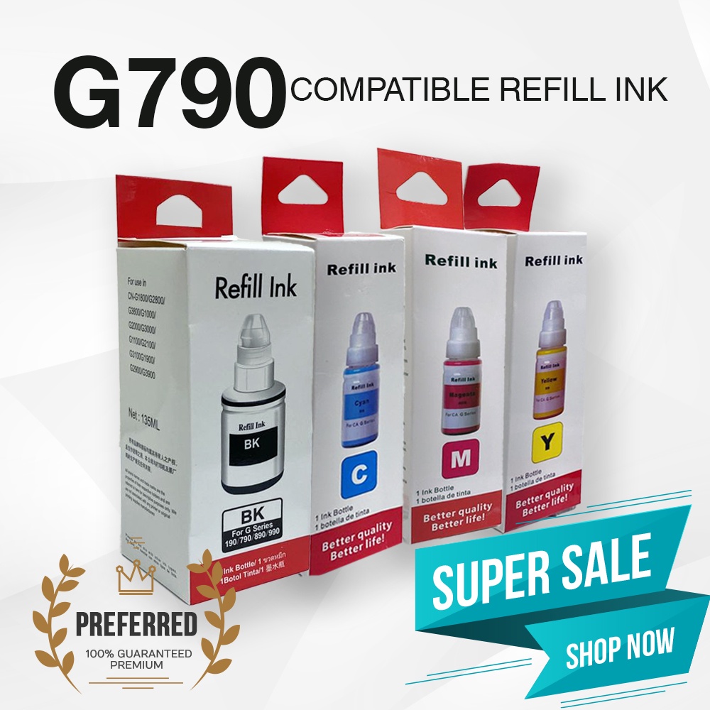 Canon Ink Refill GI790 For G2010 G2000 G3000 G3010 G4000 G4010 Black