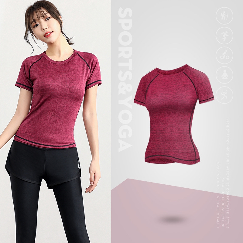 Women Yoga T Shirt Fitness Sports Slim Clothes Mesh Sportswear Gym Tops tshirt