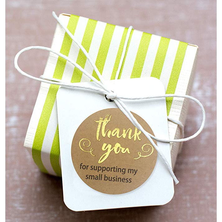 Bags and Boxes Round Labels for Gifts 2 Thank You Stickers Roll of 500 Envelopes Thank You Sticker Roll Boutique Supplies for Business 4 Designs Round Gold Foil Adhesive Labels 
