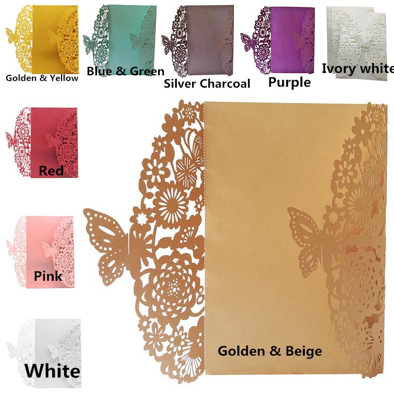 Must Durable 10Pcs/Set Delicate Carved Butterflies Romantic Wedding Party Invitation Card Envelope Invitations Weddin... - Image 4