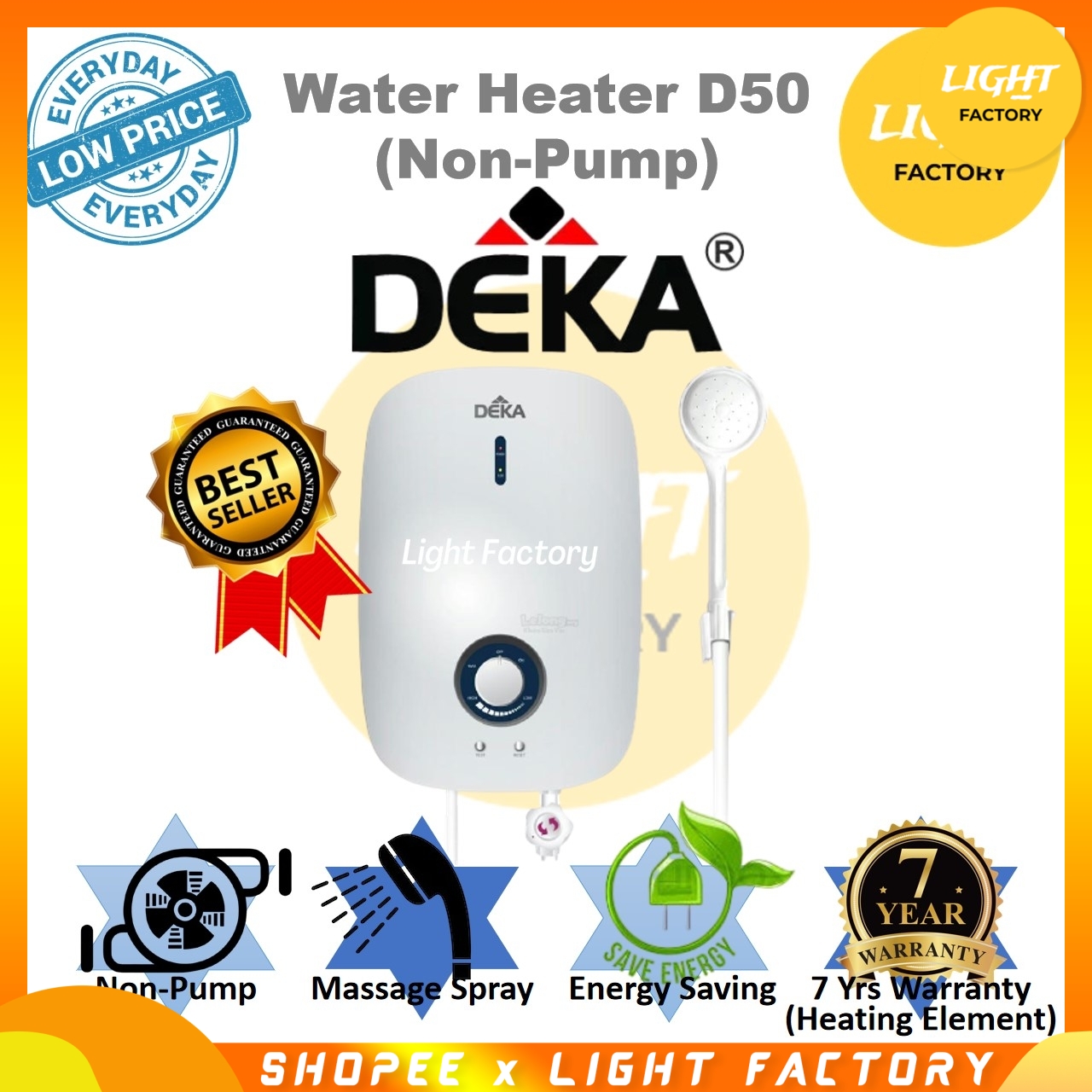 DEKA D50 Water Heater without Pump (WHITE) Shopee Malaysia
