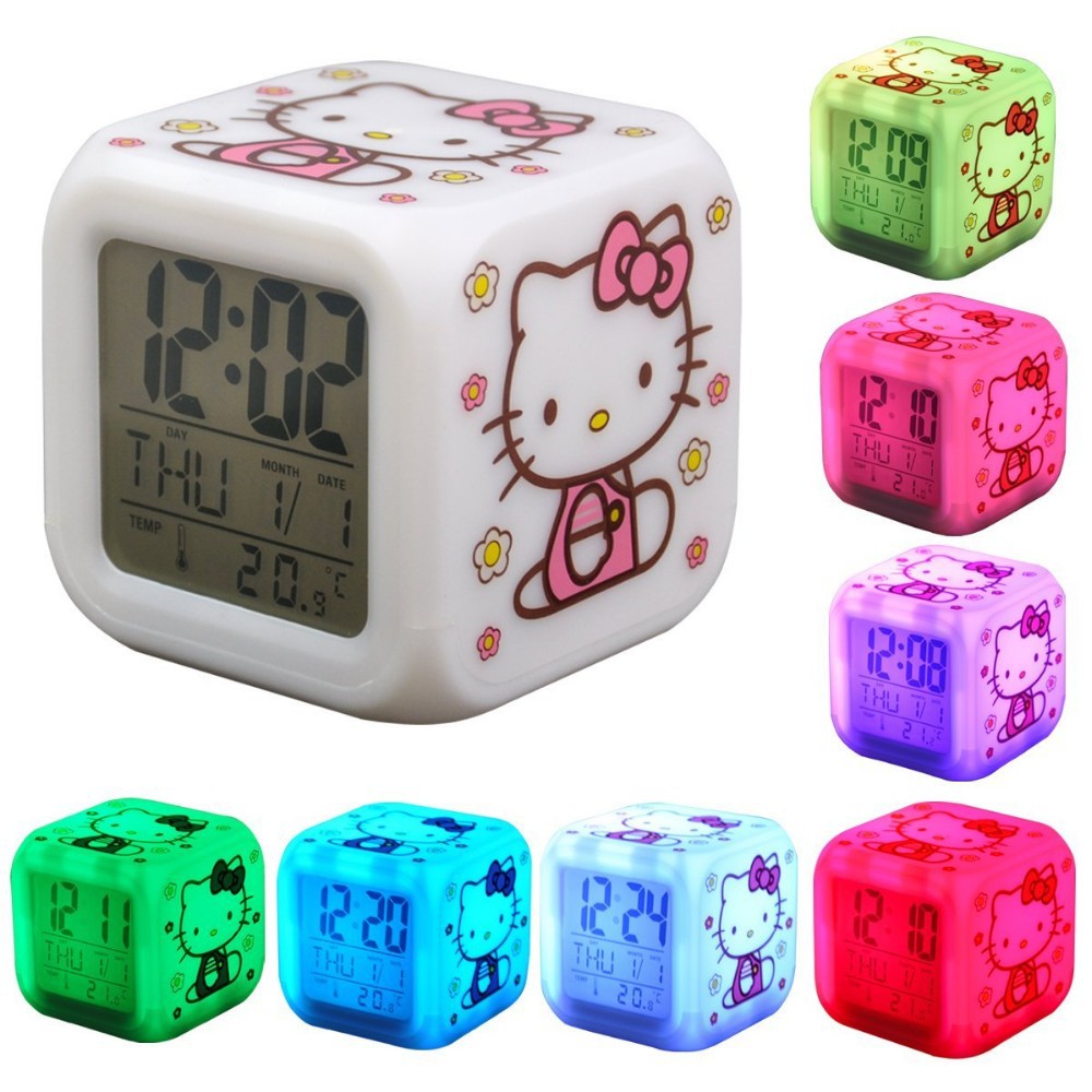 Hello Kitty Color Changing Clock LED Digital Alarm Clock Shopee Malaysia
