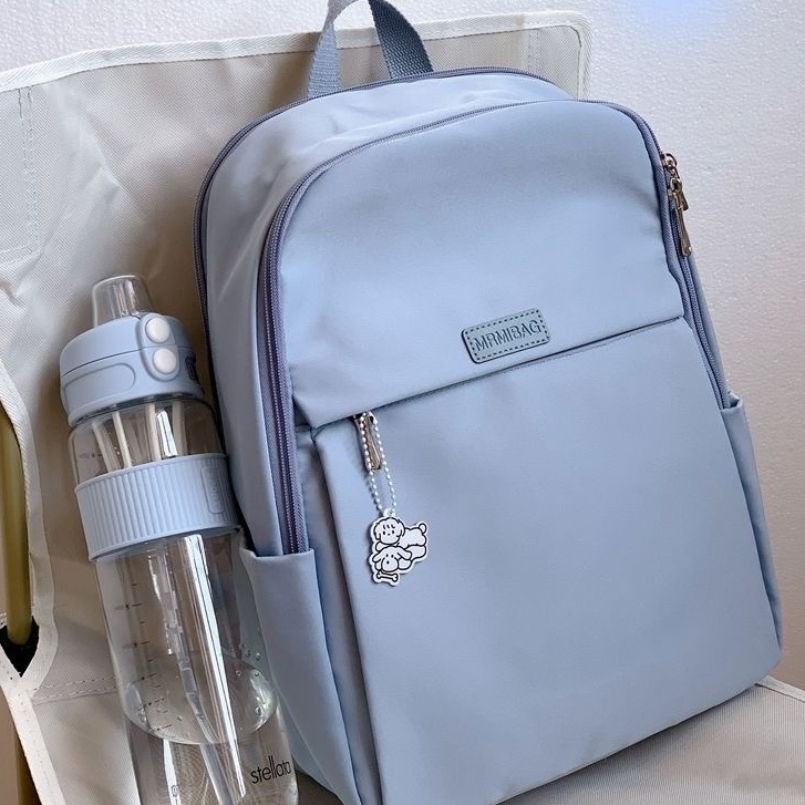 Solid Color Backpack Portable 14 inches Shockproof Laptop Bag Large-capacity Waterproof 15 16 inches Multi-layer Student Backpack Korean Travel Bag Reasonable Design