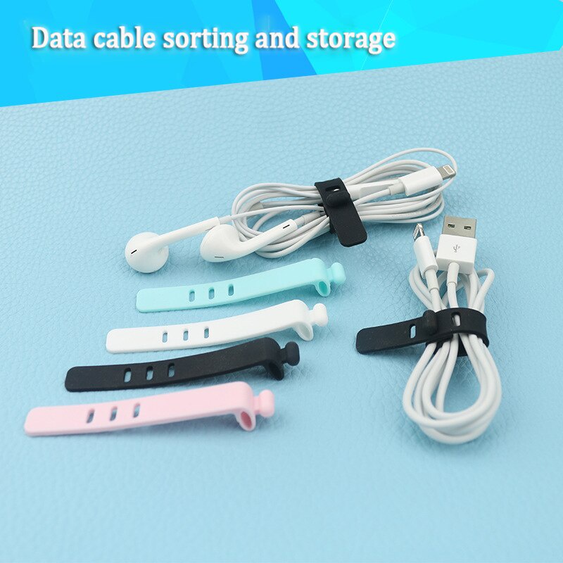 Outdoor Portable Hadiah Reusable USB Cable Strap Winder Soft Wire Management Earphone Data Tie Cord Travel - Image 4