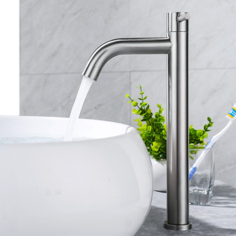 Ivrich Stainless Quick Open Tall Basin Cold Tap Bended Spout