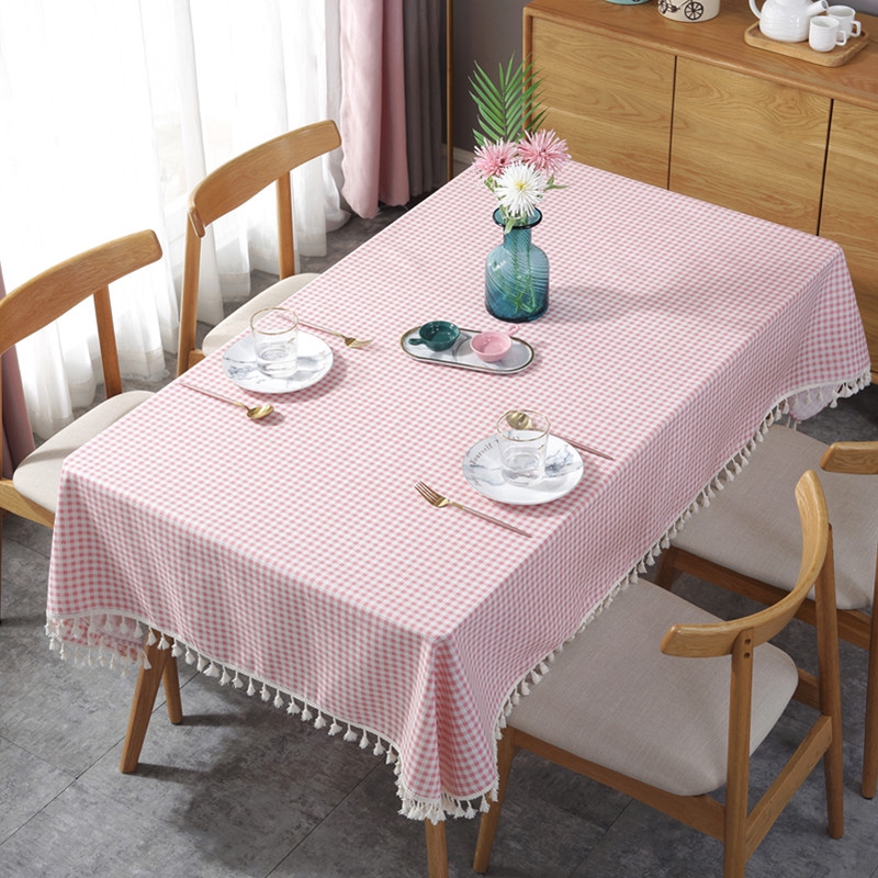 Japenese Style Pink Plaid Table Cloth With Lace Side Rectangle Coffee Table Tablecloth Wedding Hotel Restaurant Desktop Decorative Home Dinning Table Cover Green Accept Custom Shopee Malaysia