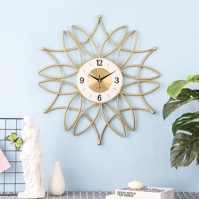 Wall Clock Nordic Gold Iron Art Wall Hanging Creative Clock Fashion Shop Clothing Store Barber Shop Wall Decoration Mute Clock Shopee Malaysia