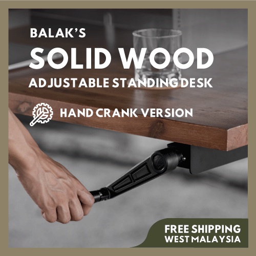 BALAK'S SOLIDWOOD HAND-CRANK Adjustable Standing Desk ✨ Height Adjustable Desk ✨ Sit Stand Desk ✨ 2-Year Warranty