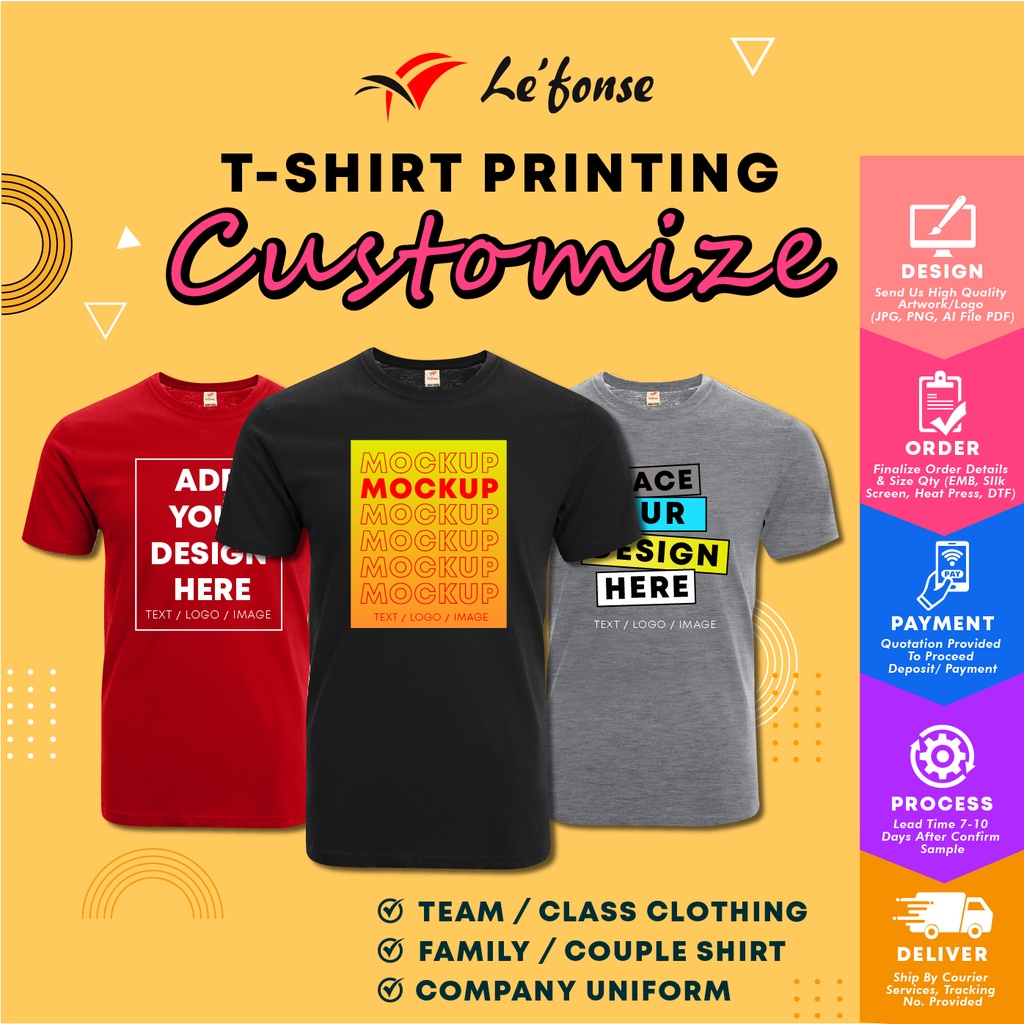 [No MOQ] Cetak Baju Custom Tshirt Printing | Baju Family Day T shirt Lelaki | Baju Couple T shirt | Tempahan Baju Rewang