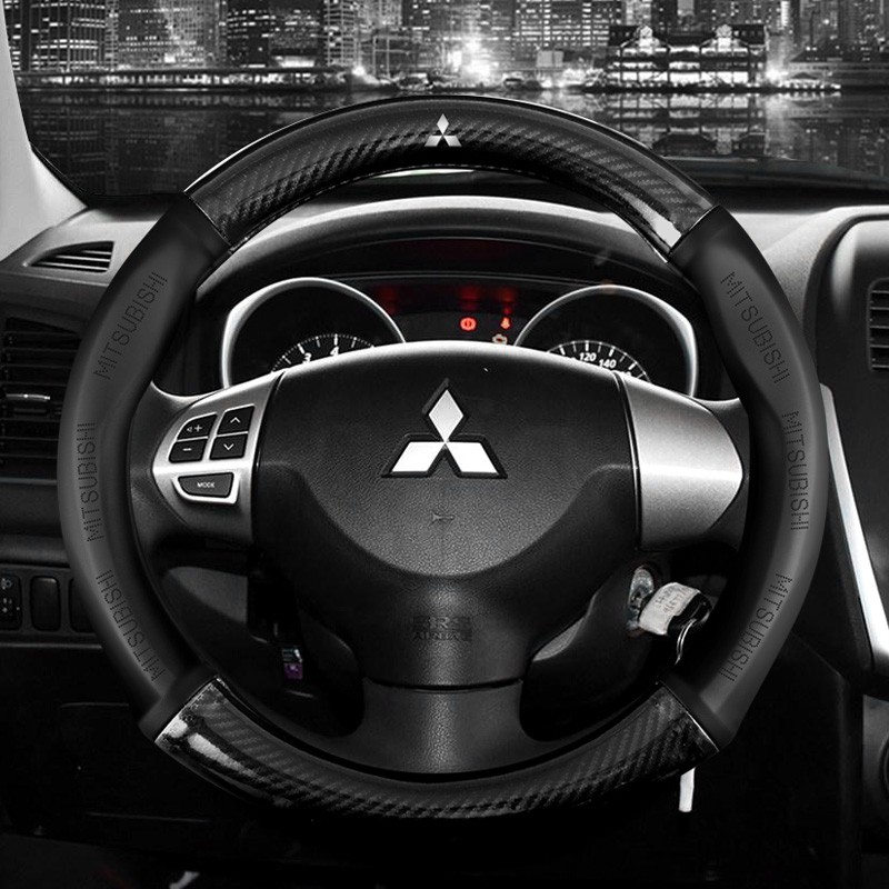 GREY STRAP STEERING WHEEL COVER FOR MITSUBISHI TRITON 05-14 PERFORATED LEATHER 
