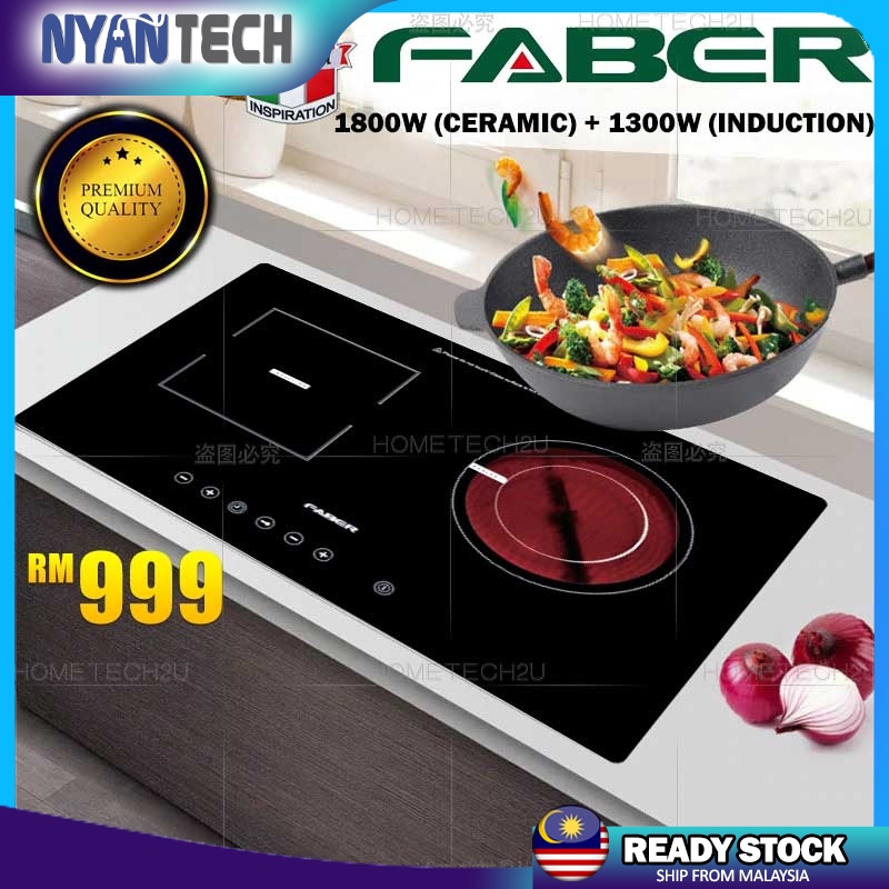 FABER Double-burner Electric Cooktop 1800W + 1300W Built in Hob Ceramic & Induction Cooker w SCHOTT CERAN Glass