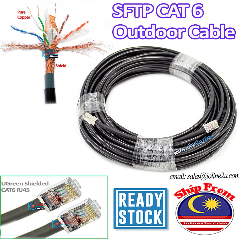 50m Outdoor Cat6 Cat 6 STP FTP LAN Network cable RJ45 SFTP Gigabit Pure