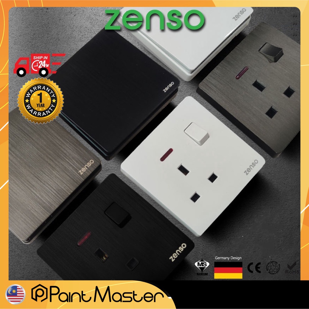 Zenso Grande Matte Hairline Blackgoldwhite Switches And Sockets 13a