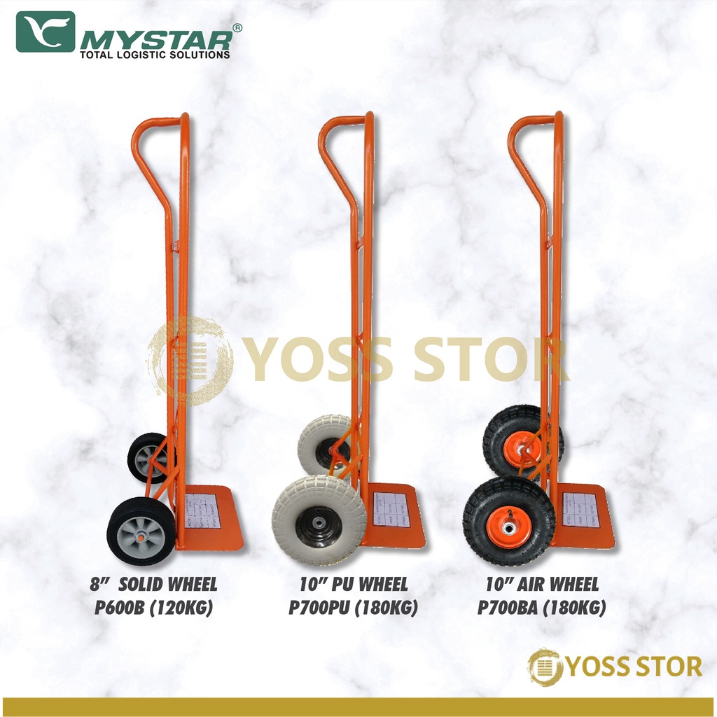 YOSS Mystar P Shape Hand Truck 2 Wheel Trolley P700PU With 10" PU Wheel / P600B With 8" Solid Wheel