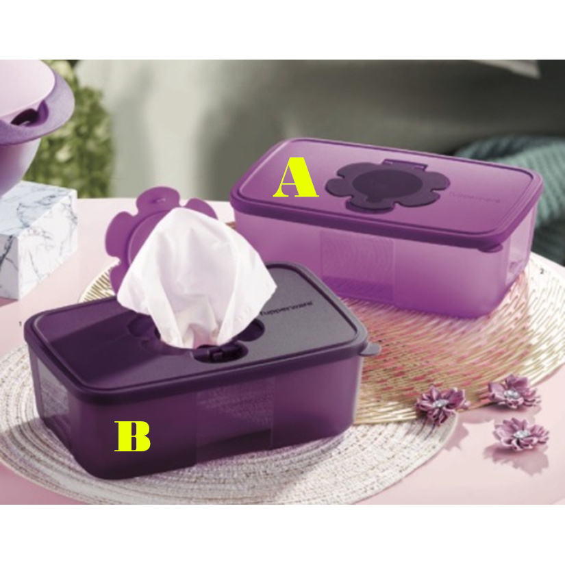 Tupperware Purple Royale Tissue Box 1.7L (1)/ Face mask keeper