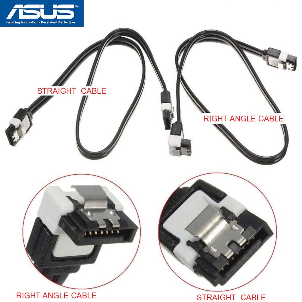 ASUS (L Shaped/Straight) 6Gbps 3.0 SATA III Serial ATA Data Cable With Clip For SSD HDD Shopee