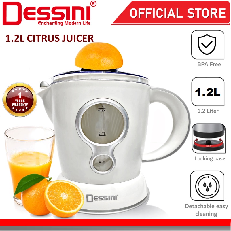 DESSINI ITALY Electric Citrus Orange Juicer Squeezer Machine Pulp Control Juice Maker Extractor (1.2L)