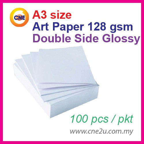 100pcs A3 / A3+ Art Paper Double Side Glossy 128gsm [FOR LASER PRINTER