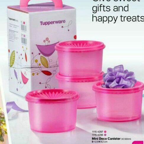 Tupperware mini deco canister 600ml (4pcs) with gift box