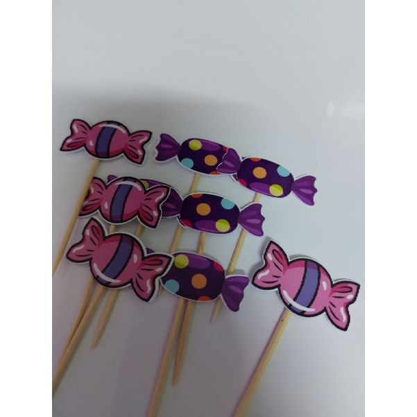 SWEETS.. GULA GULA CAKE / CUPCAKES TOPPER 10pcs