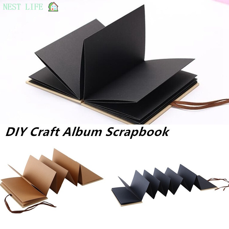 Kraft Paper Photo Album Hardcover Accordion DIY Book Blank Scrapbook for Graduation Anniversary Gift