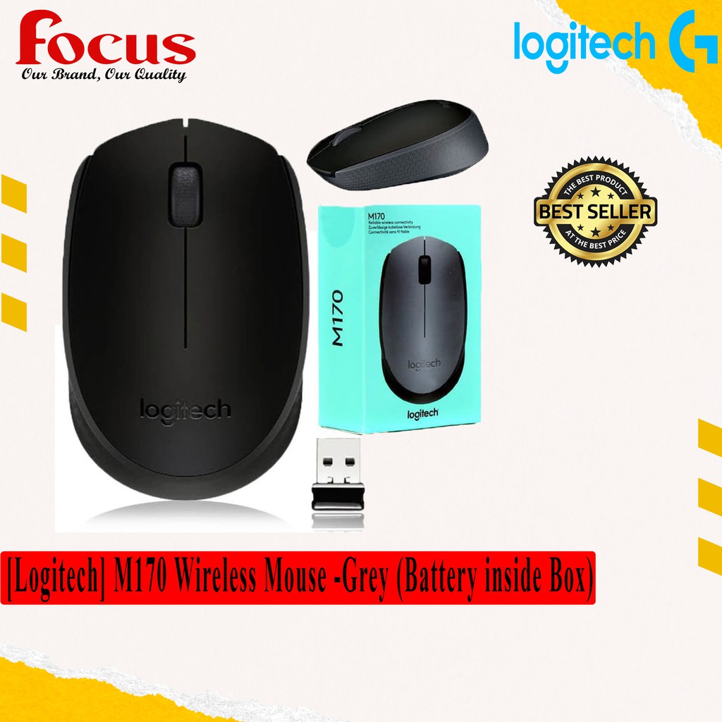 [Logitech] M170 Wireless Mouse -Grey (Battery inside Box) | Shopee Malaysia