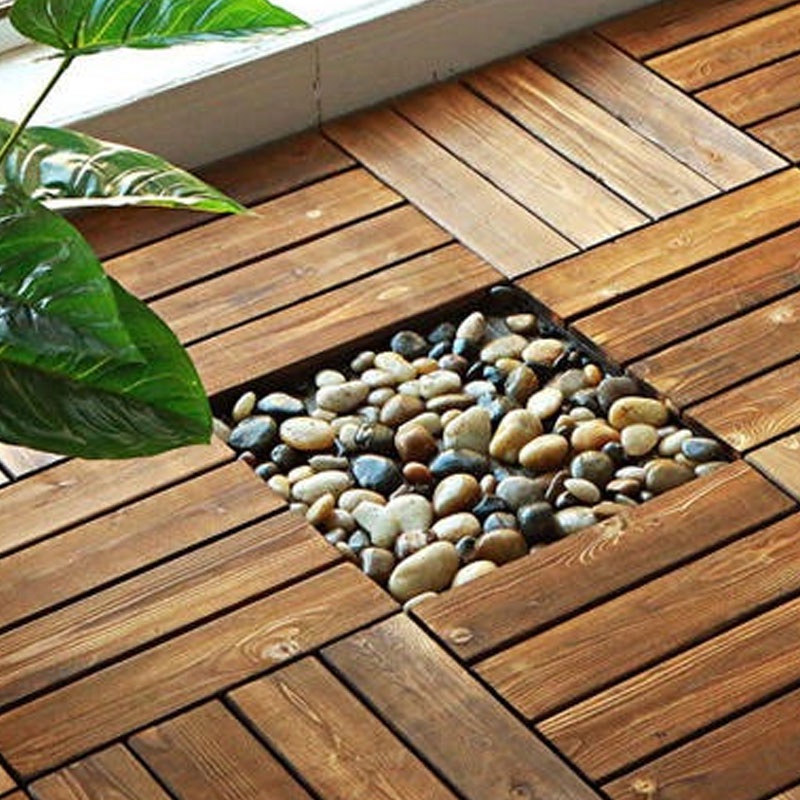 30CM x 30CM Waterproof Interlocking Wooden Decking Tiles Poolside