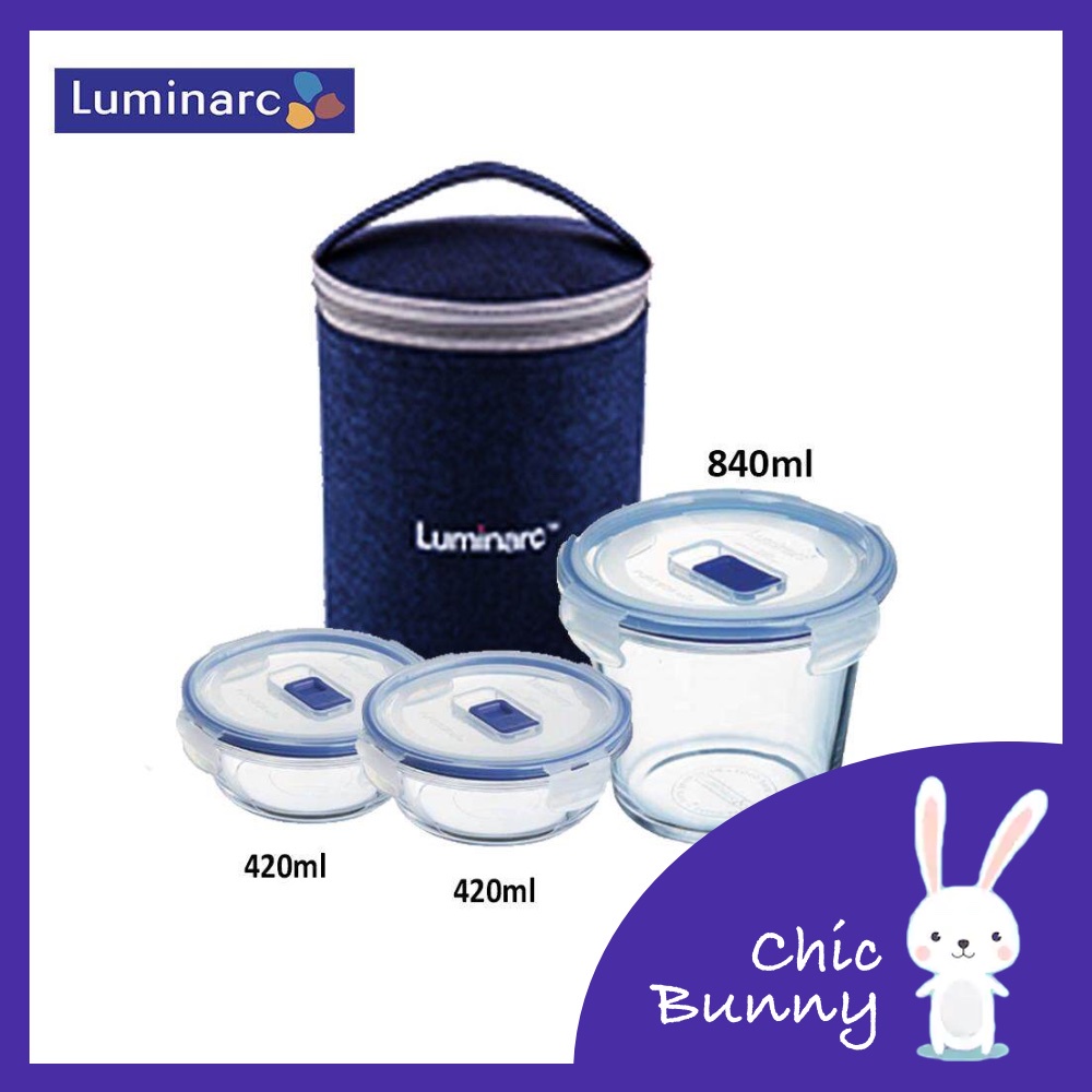 Luminarc S4P Purebox Round Glassware with Cooler & Warmer Bag [Food Container]